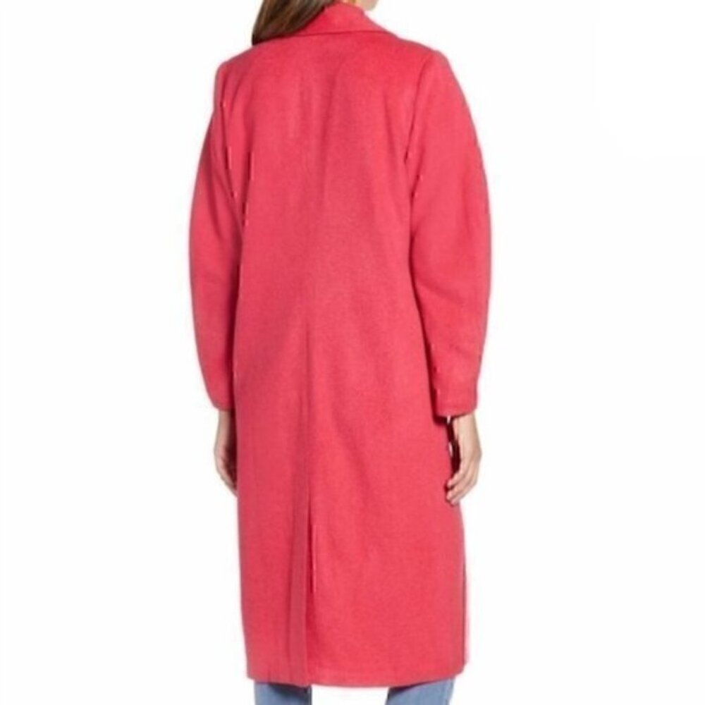 Leith Red Single Button Long Wool Overcoat Jacket - Picture 4 of 4